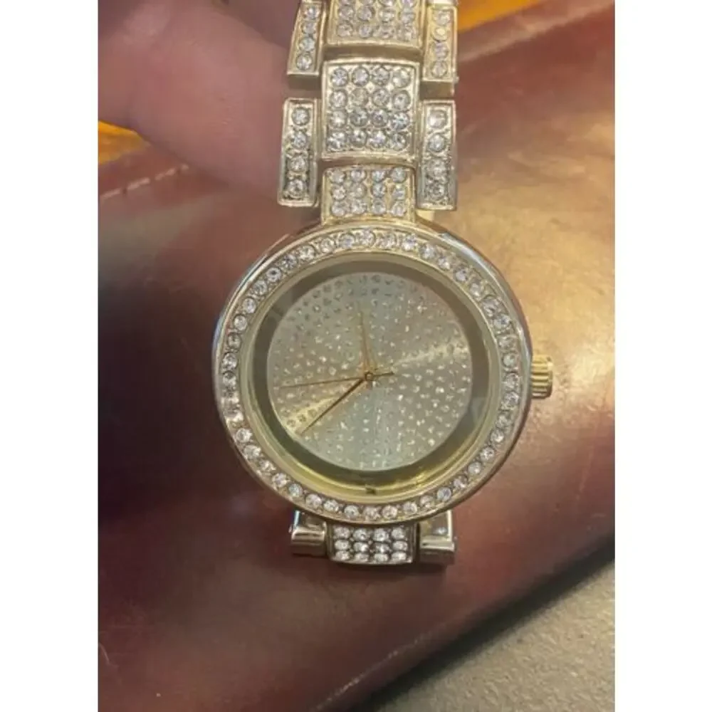 Women's NY&C Gold Tone Watch, Crystal Accented Band, Bezel and Face